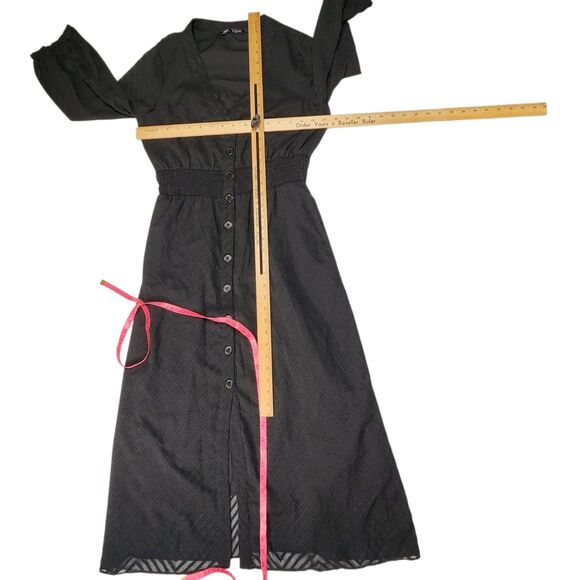 Zara Dress Size Small Ciffon Line Texture Embroidery Zig Zag Light Pilling - Picture 11 of 11